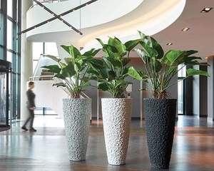 Grand pot rectangulaire en fibre de verre FRP, pot moderne noir avec drain inférieur pour une utilisation en extérieur et en intérieur - Product Image 2