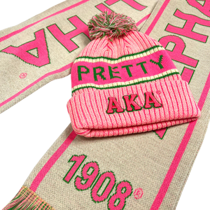   Ensemble hiver tricoté rose brodé : écharpe et bonnet assortis, accessoires de mode décontractés pour homme - Product Image 5
