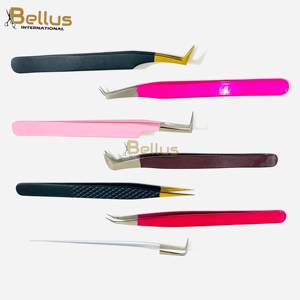 Premium Professional Stainless Steel Durable Diamond <b>Grip</b> Fiber Tip Eyelash Extension Tweezers Straight Curved Salon Use - Product Image 3