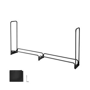 8 ft Outdoor Firewood <b>Rack</b> with Waterproof Cover 1/2 Cord Storage Metal <b>Log</b> Holder 660lb Max Weight Capacity Storage Product - Product Image 1