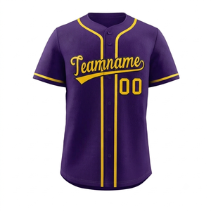 Maillot de baseball noir et jaune en maille polyester à manches courtes, boutonné sur le devant, unisexe, respirant, prix de gros - Product Image 2