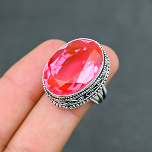 Magnifique bague en pierre précieuse Kunzite rose tendance et moderne, en argent sterling 925 massif, bijoux faits à la main, prix d'usine en gros - Product Image 1