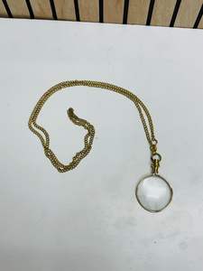 Lupa de bolsillo de latón macizo 5X con cadena de latón |   Lupa colgante de cristal óptico - Product Image 2