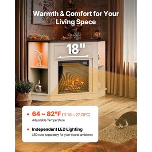 Mobile Porta TV Stile Caminetto Elettrico da 18 Pollici per TV fino a 50 Pollici, Design Rustico - Product Image 3