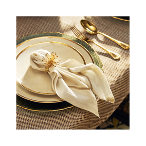 ผ้าเช็ดปากผ้าฝ้ายลายกอตสีขาวครึ่งอันใหม่18X18นิ้ว180แกรมลวดลายปักที่ประณีตออกแบบมาอย่างสวยงามสำหรับโต๊ะ - Product Image 1