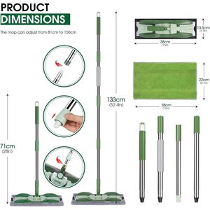 Scopa Piatta in Microfibra con 4 Panni Lavabili, Manico in Acciaio Inox da 52,4 cm per Pavimenti in Legno, Laminato e Piastrelle, per Pulizia a Secco e Umido - Product Image 4