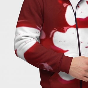 Sudadera con capucha y cremallera completa para mujer, de invierno, personalizada, roja y blanca, con cremallera completa, ecológica, de poliéster/algodón, con bolsillo canguro - Product Image 4