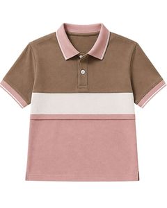 Camiseta Polo para Hombre Personalizada por el Fabricante, Color Marrón y Rosa, Bloques de Color, Manga Corta, Informal, para Golf, Transpirable, Top de Moda de Verano - Product Image 1