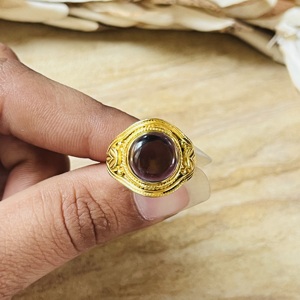 New Arrival Amethyst <b>Rings</b> Boho Brass <b>Rings</b> Women 18k <b>Gold</b> Plated Tribal <b>Cocktail</b> Jewelry Ethnic Statement <b>Ring</b> For Wholesale - Product Image 4
