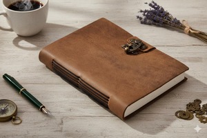 Handmade Brown Leather Hardcover Spiral Binding <b>Notepad</b> with Vintage Floral Embossed Design-Gift for Travel Journal & Sketchbook - Product Image 4