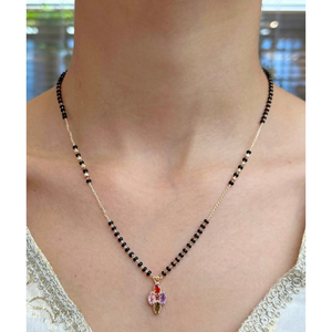 โอ้ แฟชั่น สตูดิโอสร้อยคอลูกปัดสีดำชุบทองพร้อมจี้หินหลากสีเครื่องประดับสตรี - Product Image 4