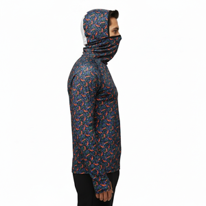 Camisa de pesca de manga larga para hombre con estampado de chile, de secado rápido, UPF 50, para exteriores, 100% poliéster, transpirable, de secado rápido, para pescar - Product Image 2