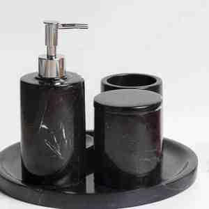 White Resin <b>Bathroom</b> <b>Accessories</b> <b>Set</b> Easy-to-Clean Rectangle Shape Includes Soap Dispenser-Wholesale - Product Image 4