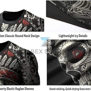 เสื้อออกกำลังกาย ZABEX SPORTS แขนสั้นรัดรูป ระบายอากาศได้ดี เหมาะสำหรับ MMA และยิม แห้งเร็ว - Product Image 4