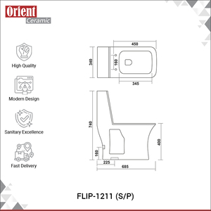 Inodoro de Una Pieza de Cerámica de Diseño Único, Hecho a Medida, de Alta Calidad y Muy Solicitado, para Instalar en el Suelo - Product Image 3