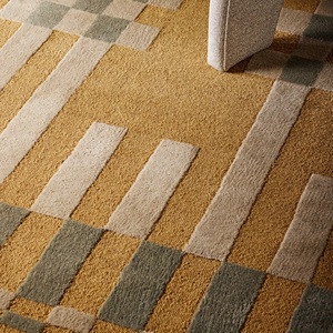 Alfombra Geométrica Contemporánea Beige Hecha a Mano, Alfombra Moderna y Suave para Sala de Estar, Dormitorio, Decorativa, de Diseño, para Cubrir el Suelo del Hogar - Product Image 2
