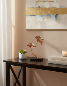 Luxury abstract metal <b>tree</b> sculpture with wooden base modern artistic home <b>decor</b> centerpiece for living room office - Product Image 5