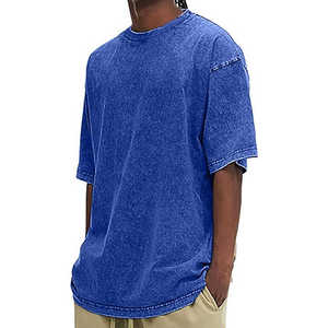Camiseta de Algodón Grueso de Calidad Superior con Lavado Ácido - Camiseta Estilo Urbano Vintage - Camiseta de Corte Holgado con Logotipo Personalizado de Primera Calidad para Hombre - Product Image 4