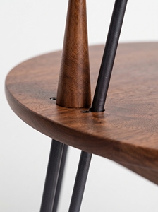 Midcentury Modern Wood <b>Chair</b> with Metal Legs Solid Back Foam Filling Lower Shelf for Living Room - Product Image 3