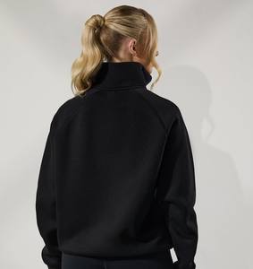 เสื้อสเวตเชิ้ตคอเต่าซิป ¼ ตัวสำหรับผู้หญิง ผ้าฝ้ายฟลีซ 100% ขายดี ทรงปกติ ขอบเอวยางยืด ออกแบบเองได้ รับผลิตแบบ OEM - Product Image 3