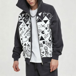 Sweat à capuche zippé sérigraphié, design personnalisé, tissu confortable, fermeture éclair intégrale, style décontracté - Product Image 1