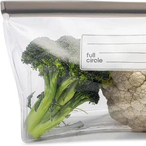 Sac en plastique réutilisable pour le stockage des produits frais, transparent, de grande taille, à fermeture éclair intégrale - Product Image 1