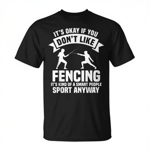 Fencing T-<b>Shirt</b> <b>Black</b> Unisex Adult Short Sleeve Crew Neck <b>Silk</b> Screen Printing Sports And Games Design - Product Image 2