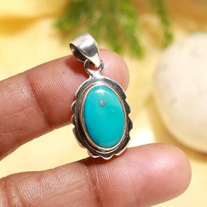 Fabricante de Joyería Fina Hecha a Mano, Colgantes y Dijes, Colgante de Turquesa de Arizona en Forma Ovalada, Elaborado al por Mayor - Product Image 1