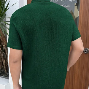เสื้อเชิ้ตผู้ชายลายแปลกใหม่สำหรับฤดูร้อน น้ำหนัก 240 กรัม เนื้อผ้านุ่ม ยืดหยุ่น แขนสั้น สไตล์ลำลอง ติดกระดุม ทรงโอเวอร์ไซส์ เหมาะสำหรับกิจกรรมกลางแจ้ง ขายดี - Product Image 5