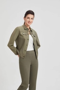 Veste en jean à prix d'usine, 100% coton, veste en jean décontractée longue pour femmes - Product Image 2