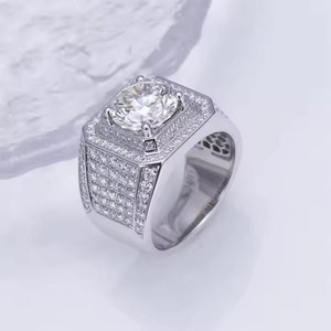 Export Selling Elegant 925 <b>Silver</b> Black Rhodium Plated Luxury Moissanite Diamond Cocktail <b>Ring</b> Unisex Fashion for Daily Wear - Product Image 2