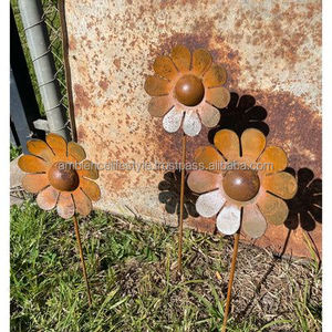 Piquets de jardin décoratifs en fer pour aménagement paysager de cour et pelouse, accessoires de support de plantes d'extérieur résistants aux intempéries - Product Image 1