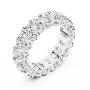 แหวนเพชรทรงรีรูปไข่ 6.08 กะรัต ฝังเต็มวง แบบ Eternity Band เงินแท้ 925 สำหรับทั้งชายและหญิง ได้รับการรับรองจาก IGI ของขวัญเครื่องประดับชั้นดี - Product Image 2