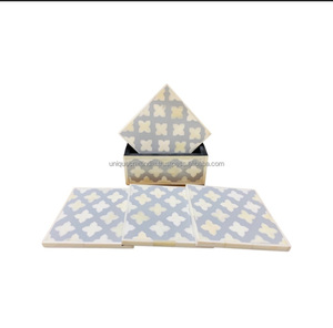 Posavasos Cuadrado Clásico con Incrustaciones de Madera, Artesanía India Segura para el Hogar, Diseño de Lujo Hecho a Mano, Ecológico - Product Image 3