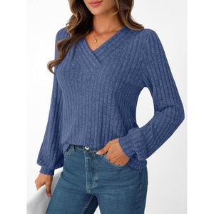 2025 2025 femmes automne à manches longues col en v tunique chandails décontracté affaires habillé hiver hauts mode Blouses - Product Image 2