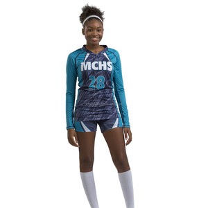 Ensemble de maillots de volleyball en polyester personnalisés unisexe, vêtements de sport professionnels, volleyball personnalisables avec impression et sublimation - Product Image 4