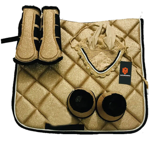 New Design Jumping Horse Saddle Pad Sparkle Crystal Ear Mask <b>Boots</b> Matching Set Custom Color Logo Wholesale Horse Riding - Product Image 2