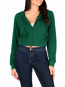 Sudadera Corta con Capucha para Mujer, Manga Larga, Estilo Casual, Felpa Francesa, Cierre de Cremallera, Venta Caliente - Product Image 3