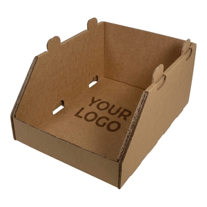 Embossed <b>Corrugated</b> Board Rigid Supermarket Display <b>Paper</b> Boxes Handle Custom Logo Recyclable Premium Retail Shelf Ready - Product Image 3