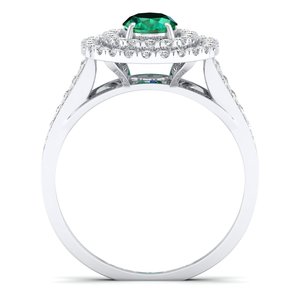 REYES 925 Sterling <b>Silver</b> Natural <b>Emerald</b> Gemstone Engagement <b>Rings</b> VVS Clarity Moissanite Anniversary Gift Fine Jewelry - Product Image 4