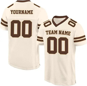 Men's Custom American Football Jersey Cream <b>Brown</b> Mesh V-Neck Short Sleeve Breathable Sublimated Print Team Name Number - Product Image 5