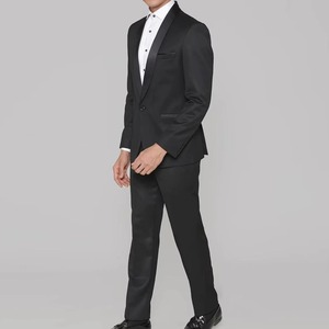 Men's Black Tuxedo Suit Slim Fit Satin Lapel Formal Wedding <b>Blazer</b> Pants Regular Length Single Breasted - Product Image 2