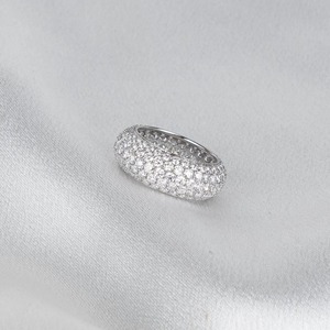 14K Gold Dome Pave Lab Diamond Full Eternity <b>Ring</b> Micro Pave <b>Stacking</b> Wedding Band for Women Elegant Anniversary Gift - Product Image 2