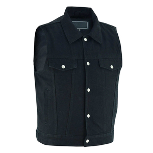 Gilet en jean noir de haute qualité pour homme, sans manches, style motard, gilet de club, streetwear personnalisé, veste en jean décontractée, grandes tailles - Product Image 5