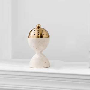 Porta Incienso de Travertino Natural Personalizado, Quemador de Incienso de Mármol, Decoración para el Hogar, Porta Incienso Esférico Religioso - Product Image 1