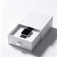 Boîte à montres rigide haut de gamme, style tiroir, en carton blanc avec doublure en satin, emballage pour bijoux