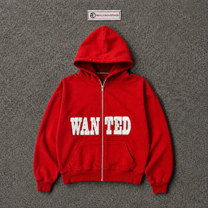 Sudadera con capucha roja con cremallera y estampado gráfico, estilo oversize, de algodón grueso, para hombre, venta al por mayor, ropa casual en oferta - Product Image 5