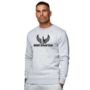 Customizable <b>Mens</b> Light <b>Grey</b> Crewneck <b>Sweatshirt</b> Casual Fleece Pullover Long Sleeve Winter Breathable Windproof Gymwear - Product Image 1