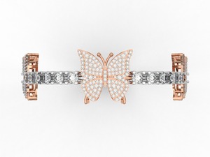 ZAWO HOUSE Bague éternité papillon en or rose pour femme avec sertissage pavé de diamants, bijoux de mariage romantiques - Product Image 1