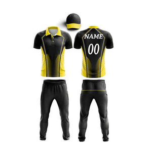 Tenues de cricket personnalisées, maillots à manches courtes imprimés par transfert thermique, ensembles d'équipement d'équipe, respirants, séchage rapide, UPF 50+, fournisseur de vêtements de sport - Product Image 5